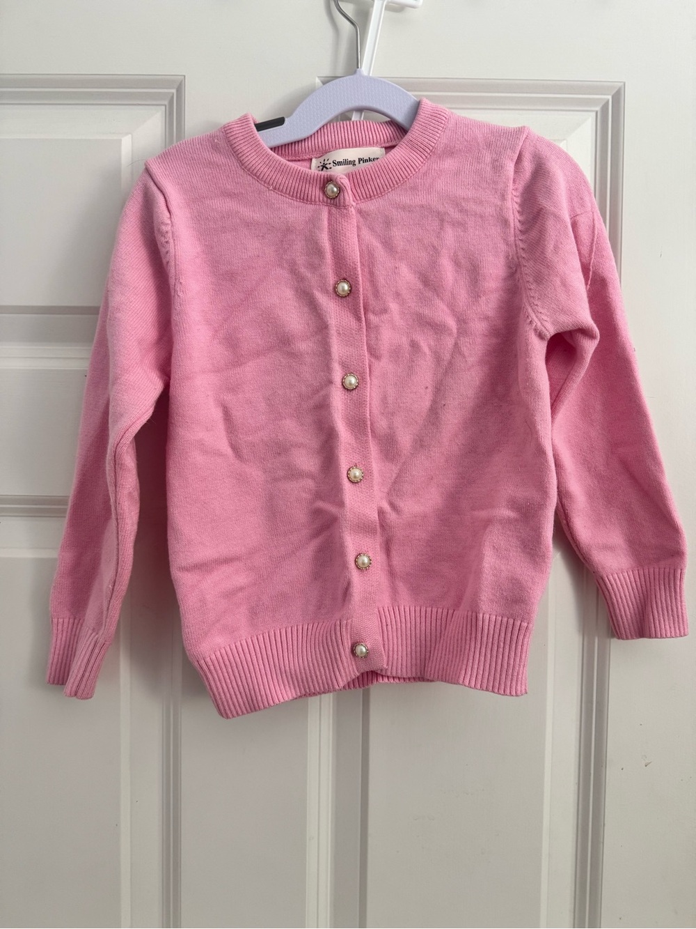 Girls Pink Button-Front Cardigan Sweater - Charming Pink